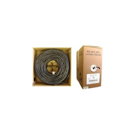Cable Wholesale Bulk RG59/U Coaxial Cable, Black, 20 AWG, Solid Core, Copper, Pullbox, 1000 foot 10X3-022TH-20